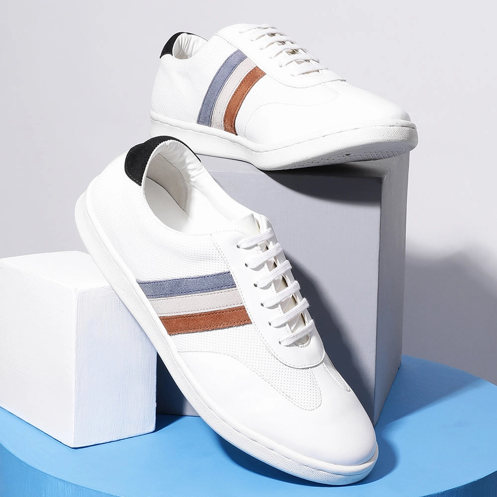 Casual Wear Dress Shoes Healers Casual White Lacing Sneakers For Men SYN-45 By Liberty