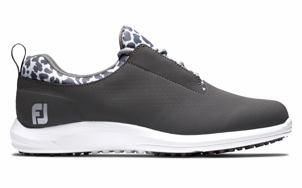 New Footjoy Women's FJ Leisure Golf Shoes - Charcoal/Leopard Size 7 Wide Feet Golf