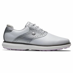 Pxg Golf Shoes New Women's Footjoy Traditions  Golf Shoes - White/Silver Size 9 MSP$120