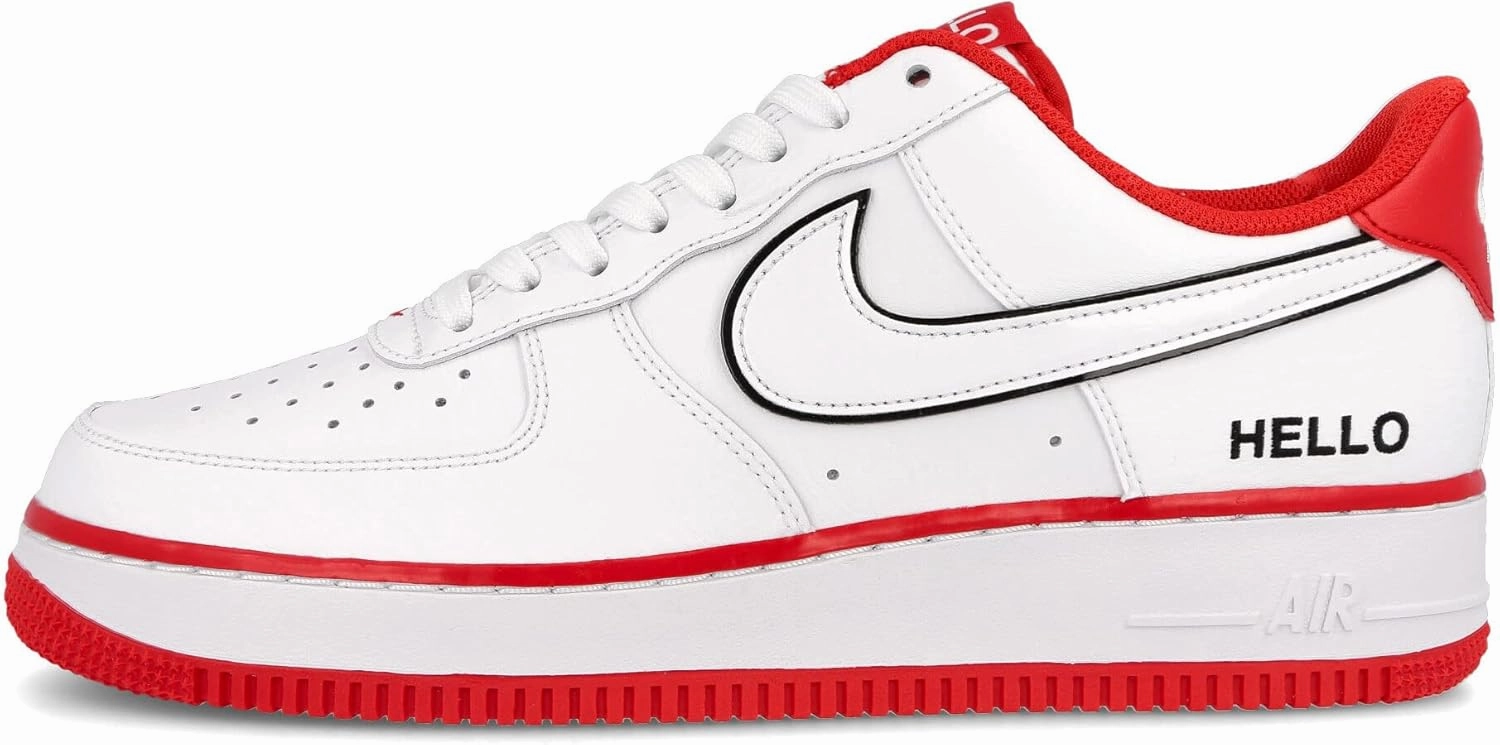 Nike Cortez Shoes NIKE Air Force 1 '07 Lx Leather Trainers Sneakers Shoes Cz0327 (White/White-Univ Red-Black 100)