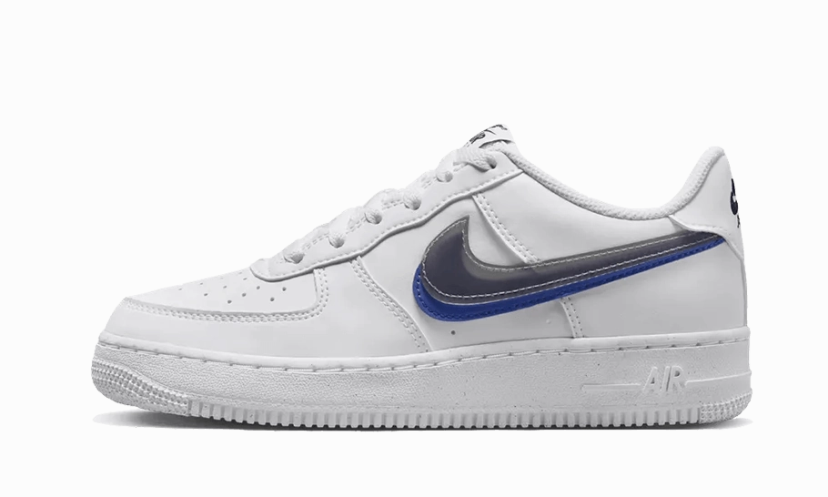Nike Air Force 1 Low Impact Next Nature Double Swoosh White Black Blue Nike Tennis Shoes Vintage