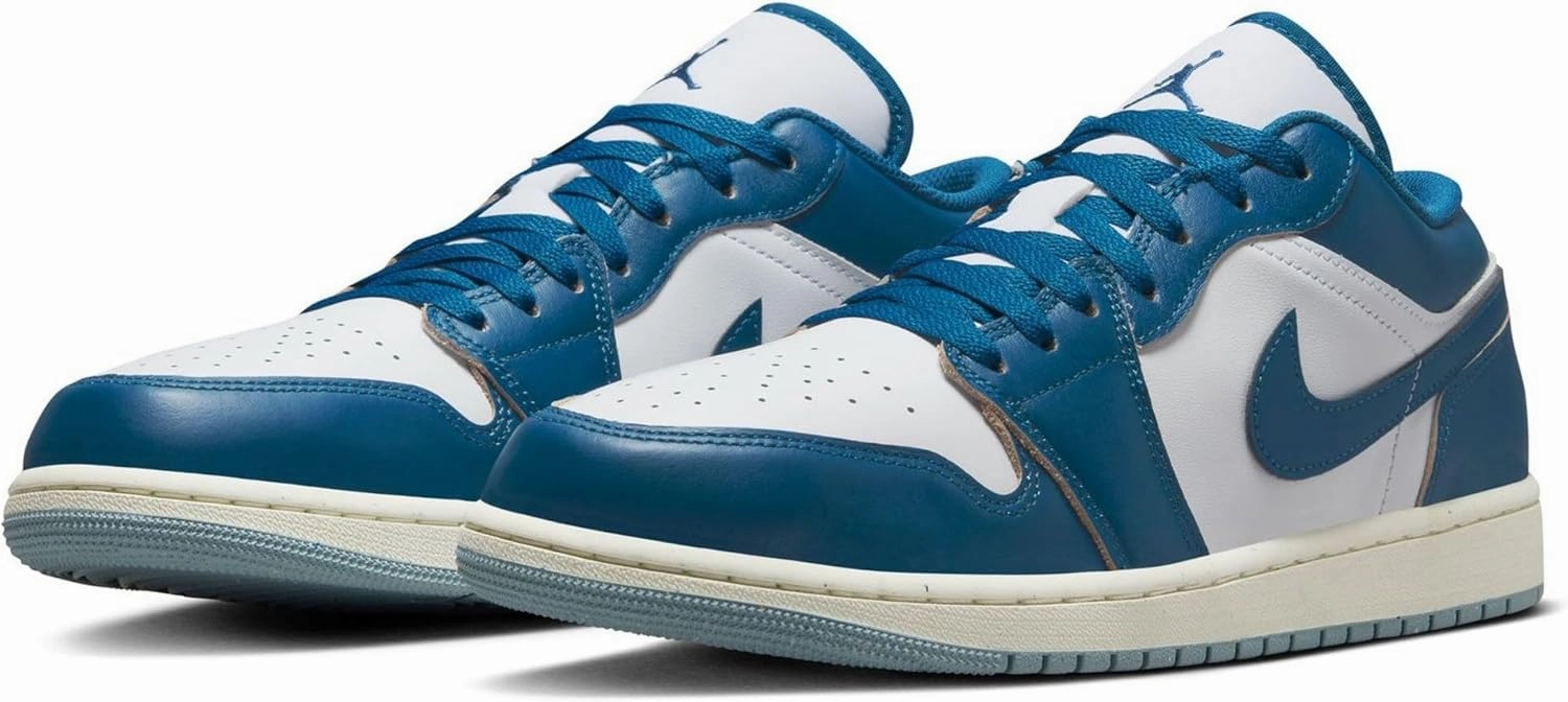 Atlanta Falcons Shoes Nike Nike Air Jordan 1 Low SE Men's Shoes (FN5214-141, White/Blue Grey/Sail/Industrial Blue)