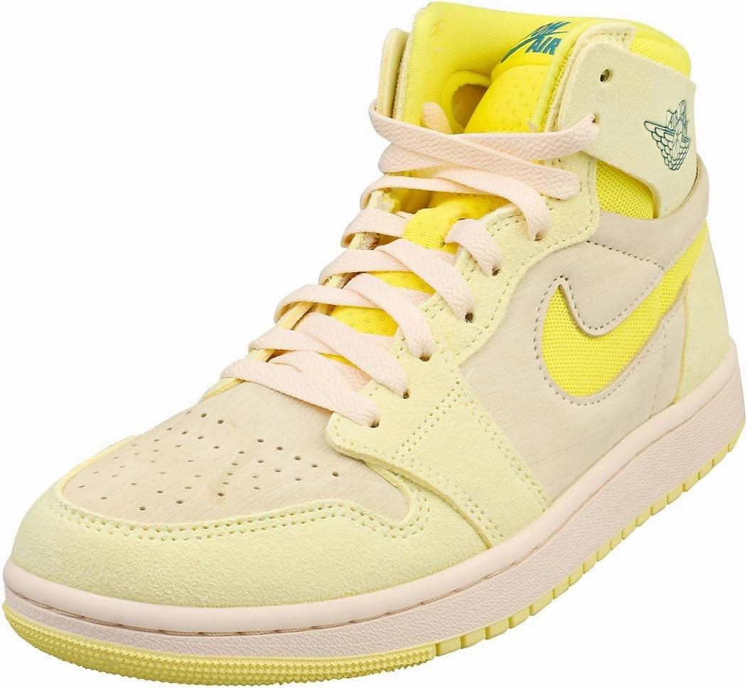 High Dunk Nike Shoes NIKE Air Jordan 1 Zoom CMFT 2 Women's Shoes (DV1305-800, Citron Tint/Muslin/Sky J Teal/Dynamic Yellow) Size 6.5