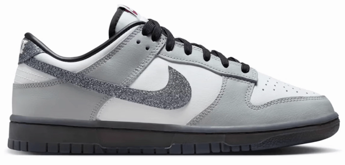 Nike Dunk Low LX Glitter Swoosh White Light Smoke Grey (Women's) Nike Invincible Shoes