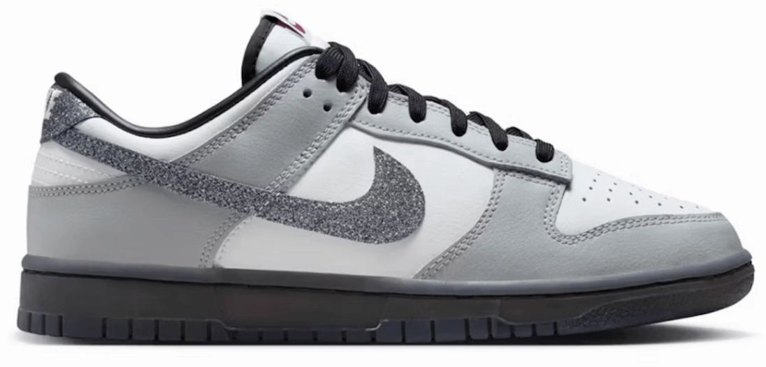 Nike Dunk Low LX Glitter Swoosh White Light Smoke Grey (Women's) Cleveland Browns Nike Shoes