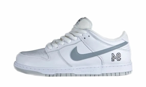 Nike SB Dunk Low Supreme 94 White Metallic Silver Vroom Nike Shoes