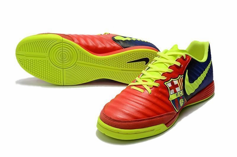 Nike TiempoX Ligera IV Barcelona IC Soccer Shoes Red Fluorescent Green Track Shoes Nike