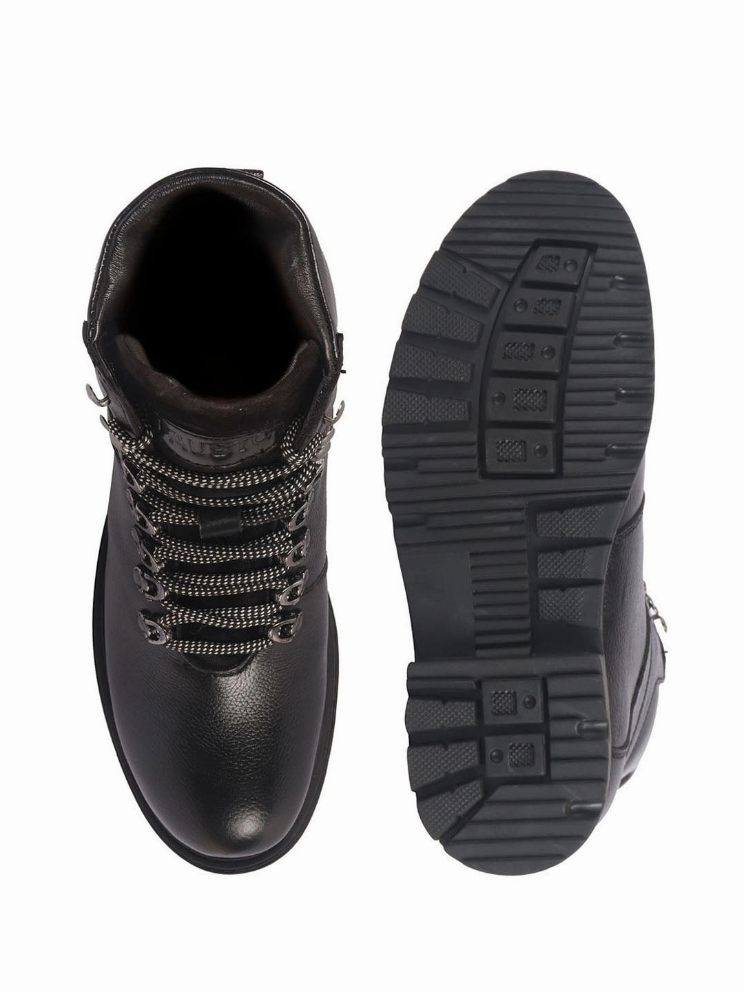 Men Black Genuine Leather 5-Hook Lace Up Boots for Trekking and Hiking|High Ankle Boots|Anti Skid Sole Vasque Clarion Hiking Boots