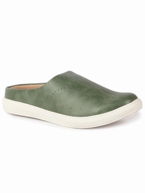 Men Olive Green Back Open Stylish Design Slip On Shoes Mirage Sport Tonal Casual Shoes