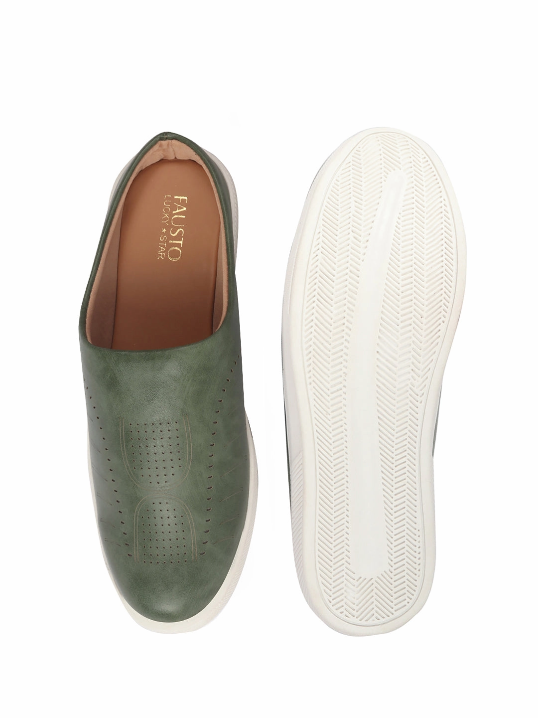 Best Casual Travel Shoes Men Olive Green Back Open Stylish Design Slip On Shoes