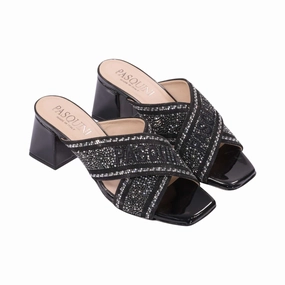 Sandals Gizeh Pasquini Women's Heel In Black Patent Leather