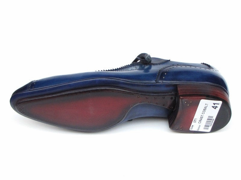 Slip On Casual Shoe Paul Parkman Handmade Lace-Up Casual Shoes For Men Blue (ID#84654-BLU)