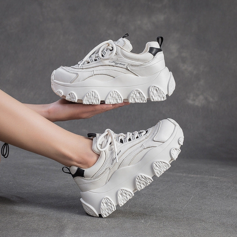 Sneakers And High Heels Women's Fashion Quilted Leather Platform Sneakers