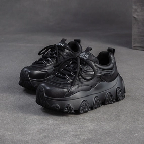 Motorcycle Riding Sneakers Women's Fashion Quilted Leather Platform Sneakers