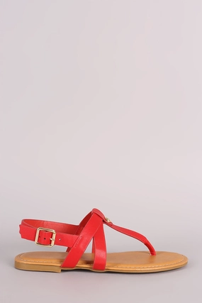 Heel Pain When Wearing Bamboo Medallion T-Strap Slingback Thong Flat Sandal