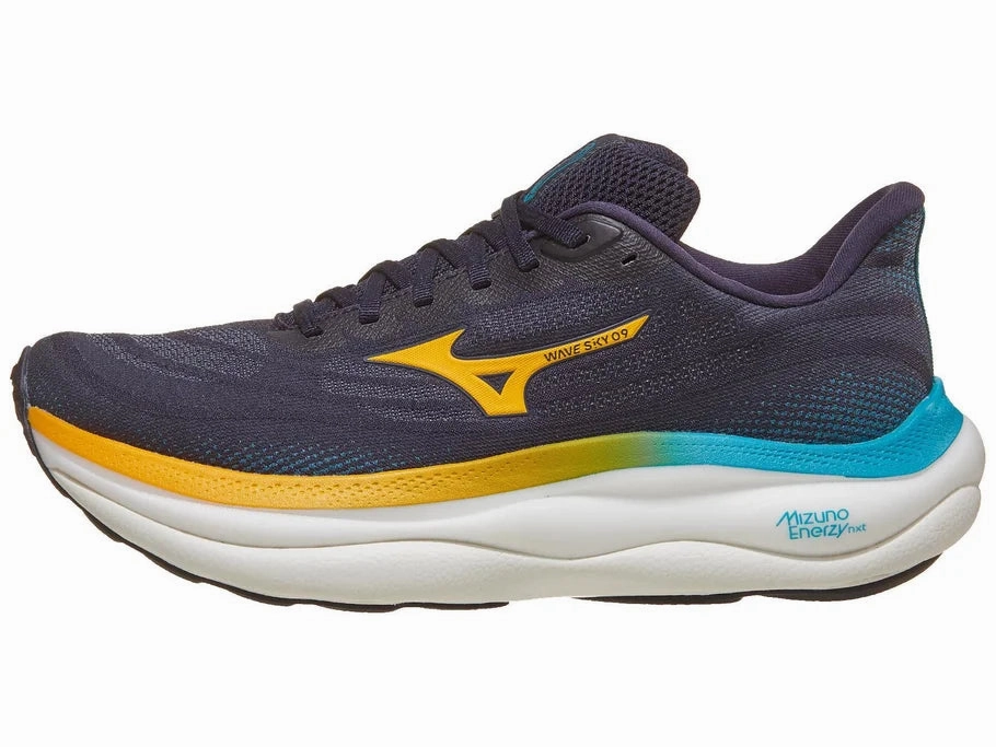 Mizuno | Wave Sky 9 | Men's | Baritone Blue/Citrus Best Shoes For Treadmill Running