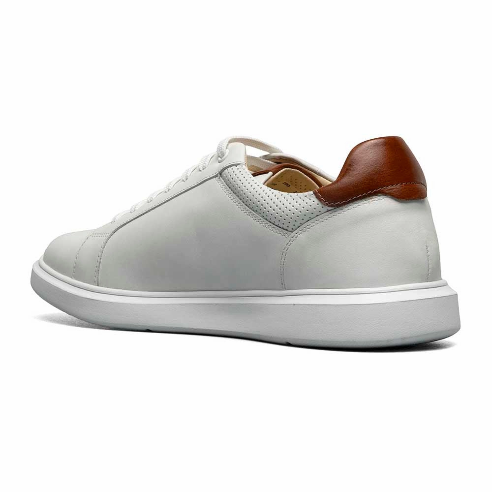 Florsheim Social White Smooth Leather Lace to Toe Casual Sneaker (USA Men Size) Platform Wedge Sneakers