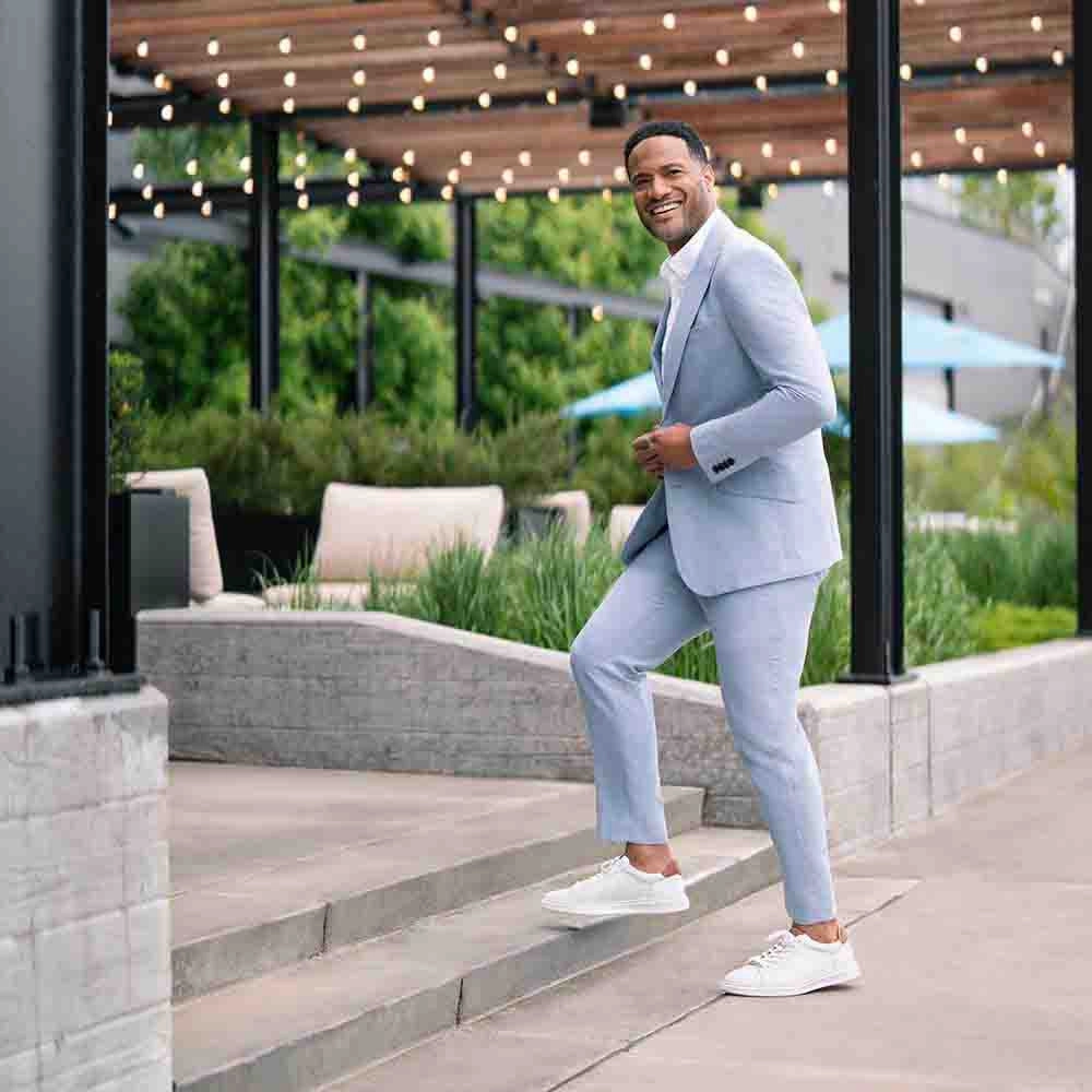 White Designer Sneakers Florsheim Social White Smooth Leather Lace to Toe Casual Sneaker (USA Men Size)