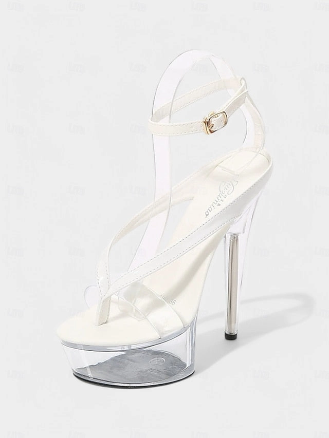 Nightclub Sexy Sandals  Heel Clear Lavender Platform
