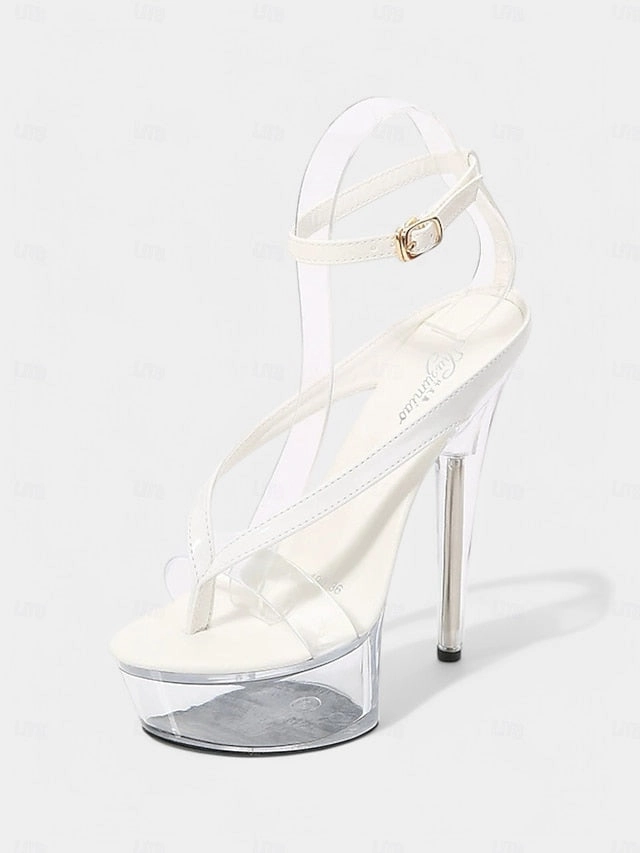 Nightclub Sexy Sandals  Heel Clear Lavender Platform