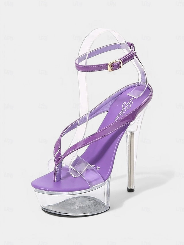 Nightclub Sexy Sandals  Heel Clear Lavender Platform