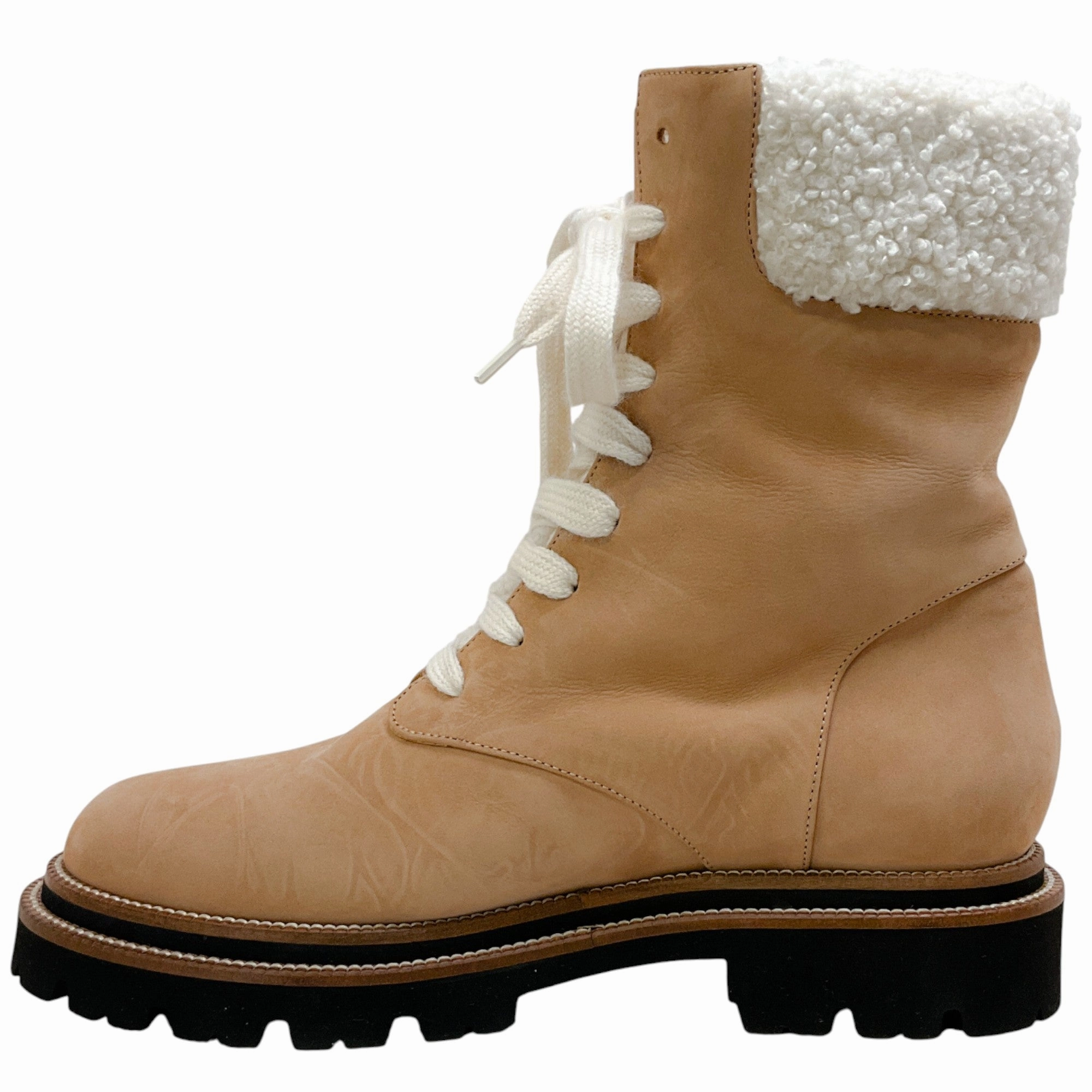 Peserico Tan Suede Shearling Lined Hiking Boots Hiking Shoes Pick Up Today