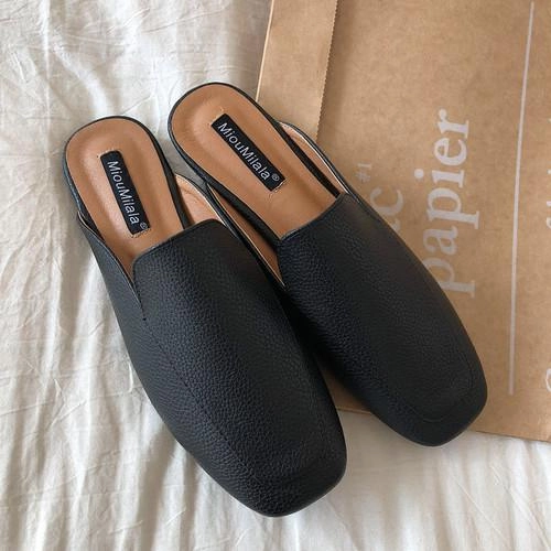 Balenciaga Fur Slides Women Mules Slip Ons Flat Heel Slides Spring Summer Solid Color Footwear Soft Leather Shoes