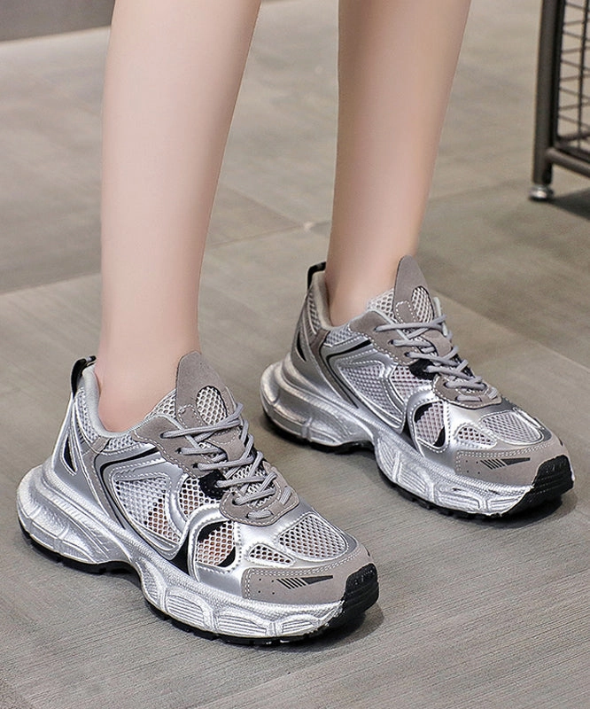 Women Splicing Platform Sport Shoes Pink Breathable Mesh KJ034 Matching Sneakers