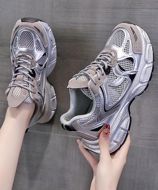 Sne Women Splicing Platform Sport Shoes Pink Breathable Mesh KJ034