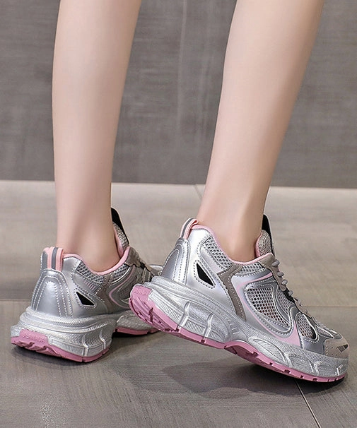 Women Splicing Platform Sport Shoes Pink Breathable Mesh KJ034 Sneakers Cartoon