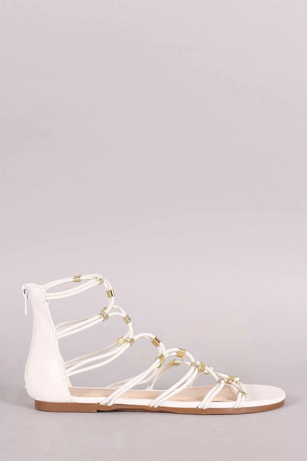 Flat Pedal Mtb Shoes Bamboo Strappy Hardware Leather Flat Sandal