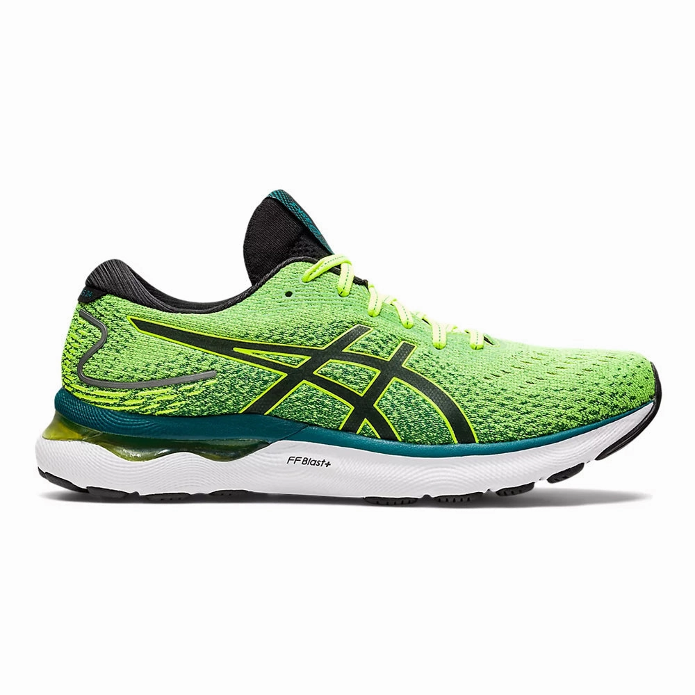 Men's Asics GEL-Nimbus 24, Safety Yellow/Black, 10.5 D Medium Asics Indoor Track Shoes
