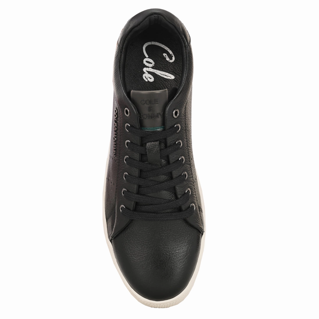 Premium Casual Black Leather Sneakers for Men Silver Sneakers Aetna