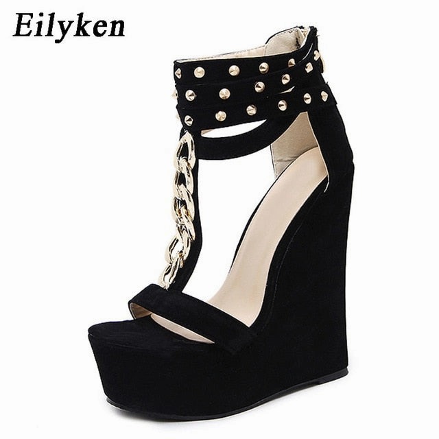 Eilyken 2020 New Gladiator Women Sandals High Heels Fashion Sandals Chain Platform Wedges shoes For Women Sports Sandals For Walking