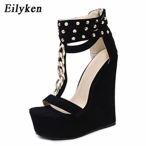 Eilyken 2020 New Gladiator Women Sandals High Heels Fashion Sandals Chain Platform Wedges shoes For Women Zara Sandals
