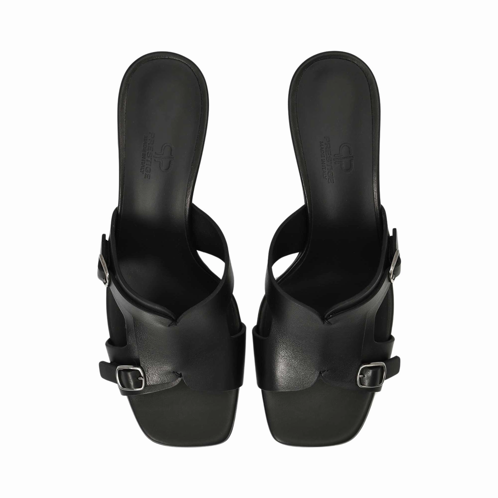 Prestige Women's Summer Monk Heels Black Sandal Peep Toe High Heel Sandals