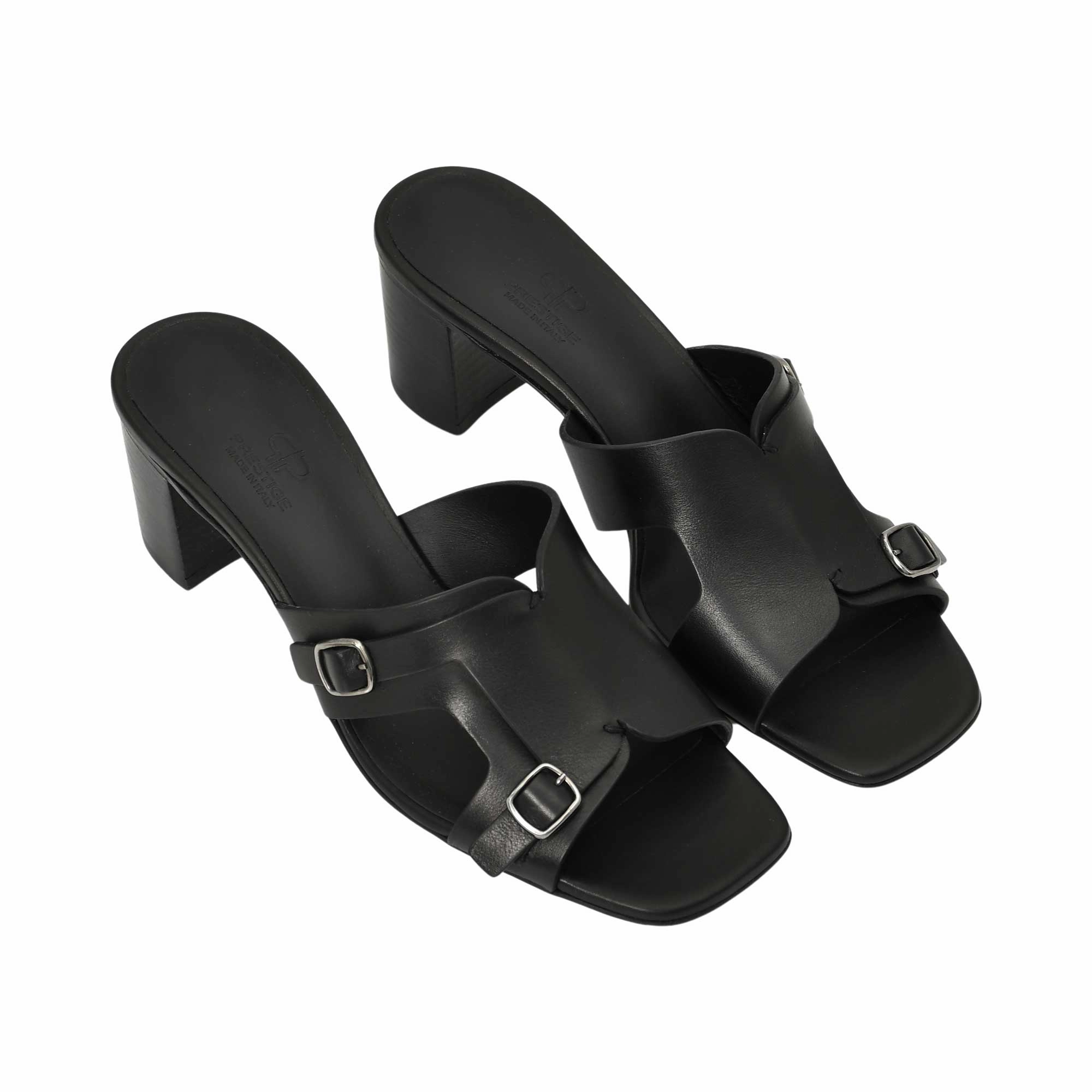 Prestige Women's Summer Monk Heels Black Sandal Soft Sole Sandals