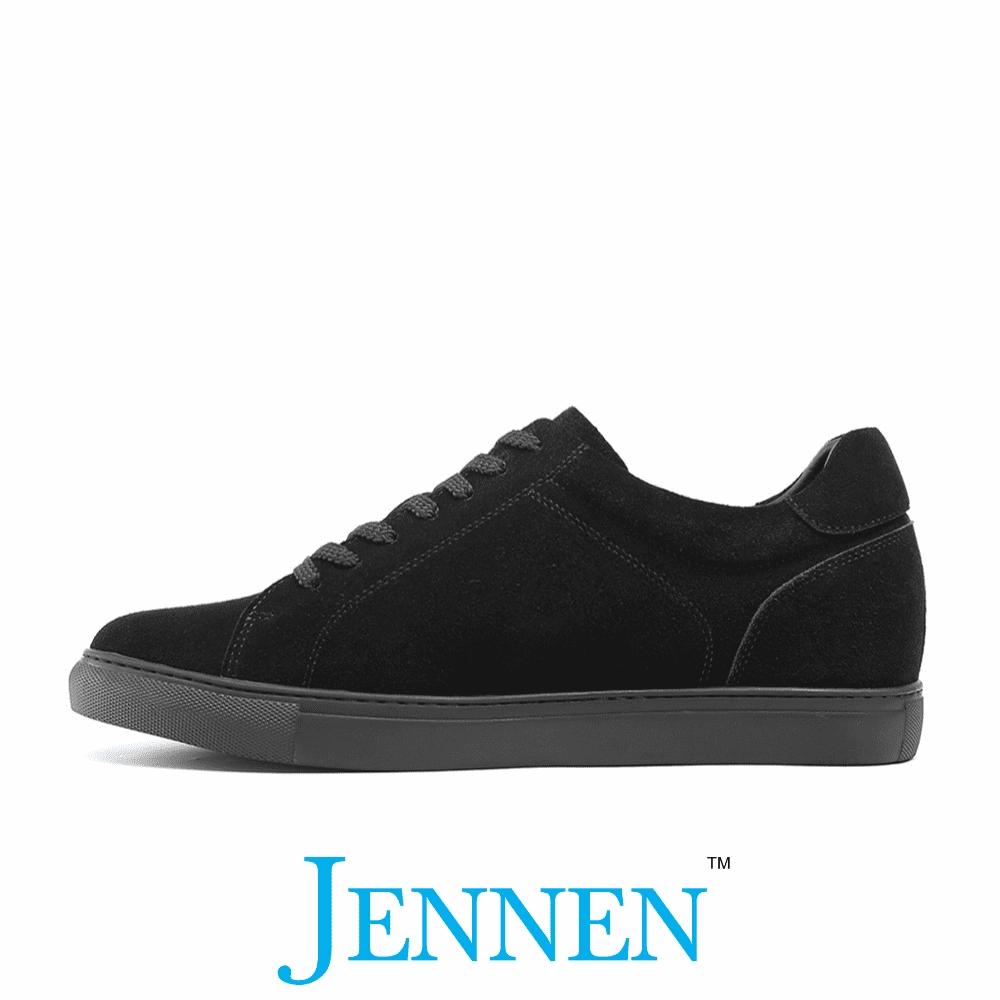 Mr. Jackie 7cm | 2.8 inches Black Taller Casual Elevator Suede Sneakers Hi Top Sneakers
