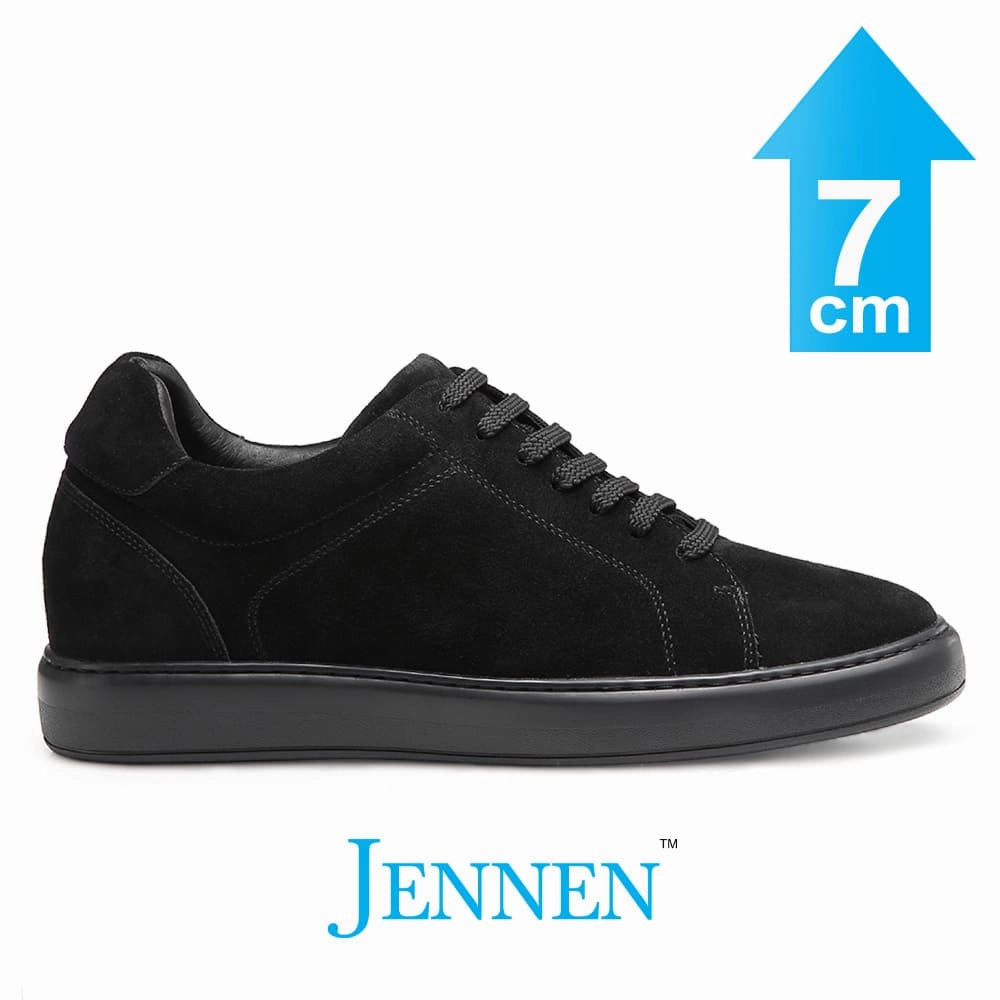 Mr. Jackie 7cm | 2.8 inches Black Taller Casual Elevator Suede Sneakers 2000s Sneakers