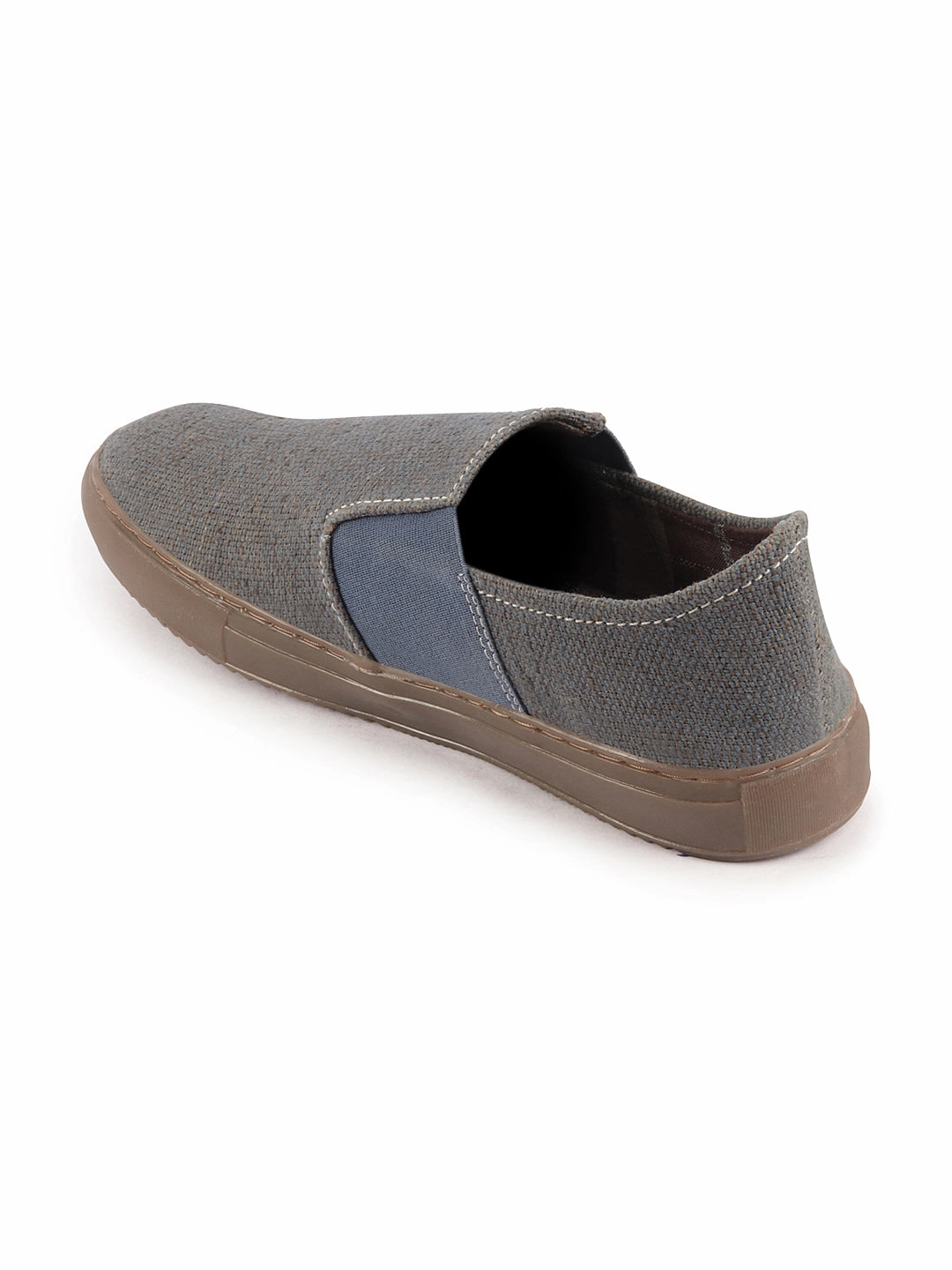 Flyknit Casual Shoes Men Grey Colorblocked Classic Jute/Fabric Slip On Canvas Sneaker Slip On Casual Shoes