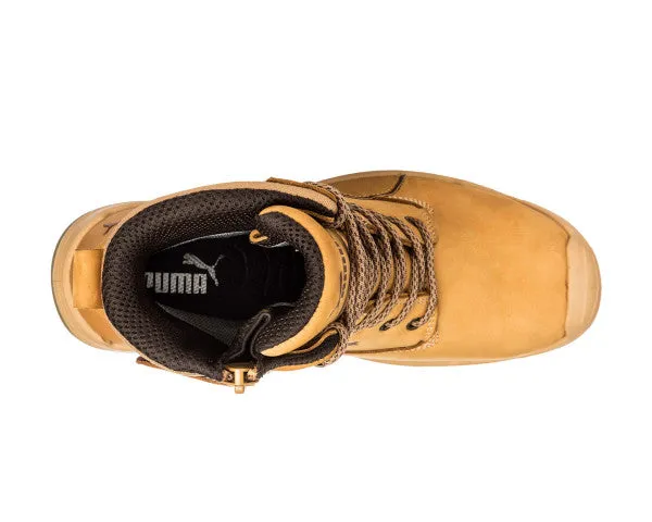 Puma Men's 630725 Conquest High Wheat Waterproof Composite Safety Toe Metal Free Side-Zipper 7" Work Boots Steel Cap Combat Boots