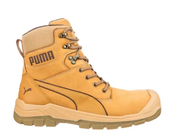 Puma Men's 630725 Conquest High Wheat Waterproof Composite Safety Toe Metal Free Side-Zipper 7" Work Boots Combat Ankle Boots