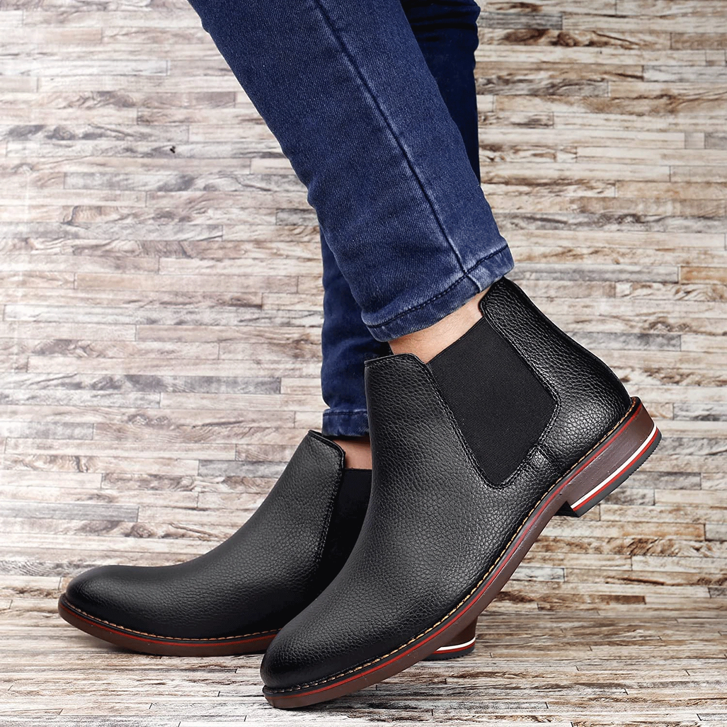 Hiking Shoes Chicago Classy Ankle British Design Black Chelsea Boots For Men-JonasParamount