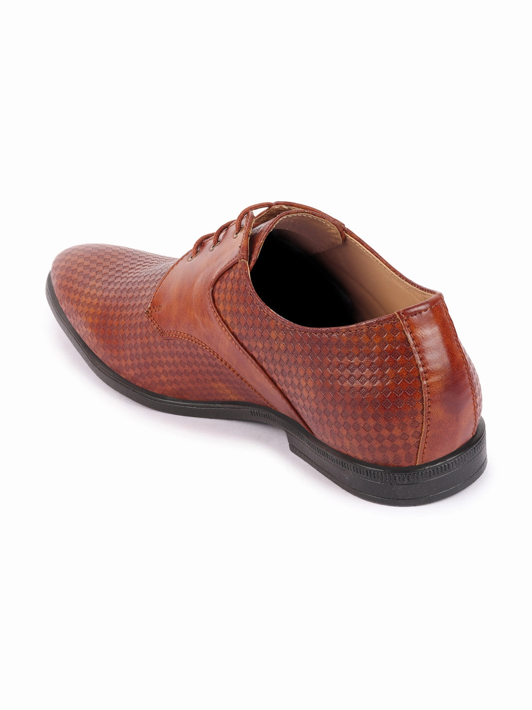 Men Tan Pattern Design Formal/Office Lace Up Shoes Best Custom Made Hiking Boots