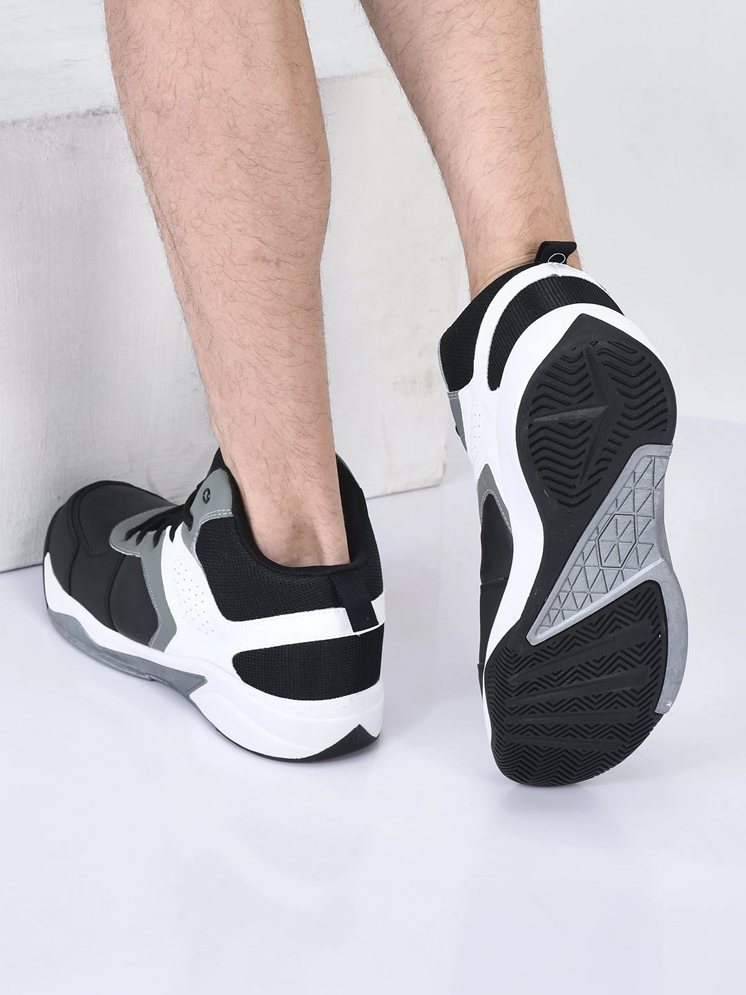 Sneakers Movie 2025 Men Grey High Top Colorblocked Chunky Classic Lace Up Sneakers|Breathable Basketball Shoes with Memory Cushion|Anti Skid Comfort Grip Sole