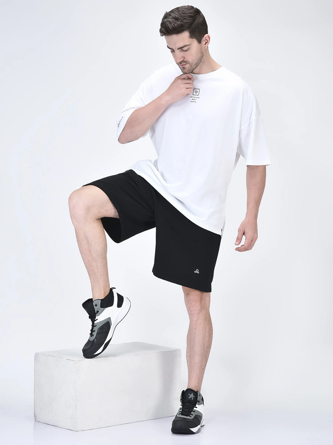 Fila Sneakers Men Grey High Top Colorblocked Chunky Classic Lace Up Sneakers|Breathable Basketball Shoes with Memory Cushion|Anti Skid Comfort Grip Sole