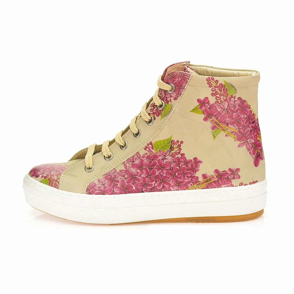Boots With Low Heels Purple Flowers Sneaker Boots CW2020