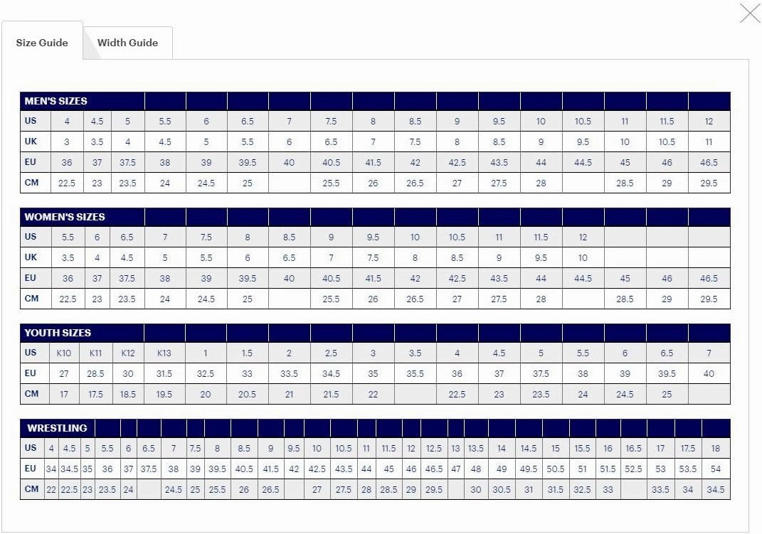 Asics Shoe Fit Chart Asics Kid's Matflex 6 Grade School Wrestling Shoes