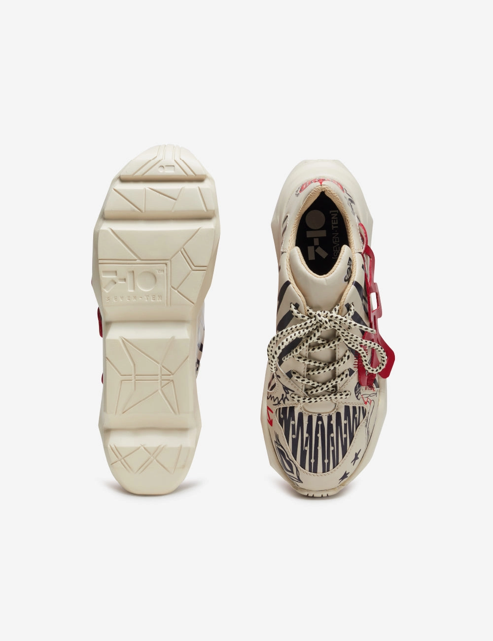 Indoor Sneakers 728 Beige Graphic Chunky Sneakers