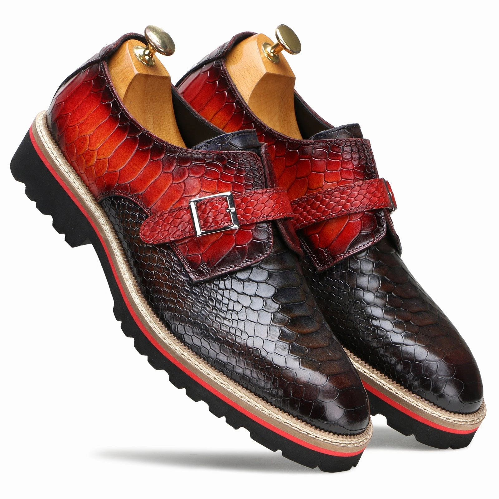 Escaro Royale Handmade Premium Monk Shoes (Monark, Black-Brown) Altra Lone Peak Hiking Boot